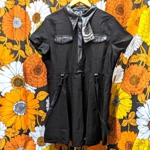 NWT Killstar Plus Size Black Menace Collar Bondage Strap Dress
